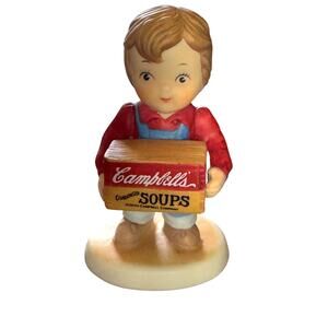 Vintage 1993 Campbell Soup Kids Boy Holding Soup Crate 4 inch Figurine